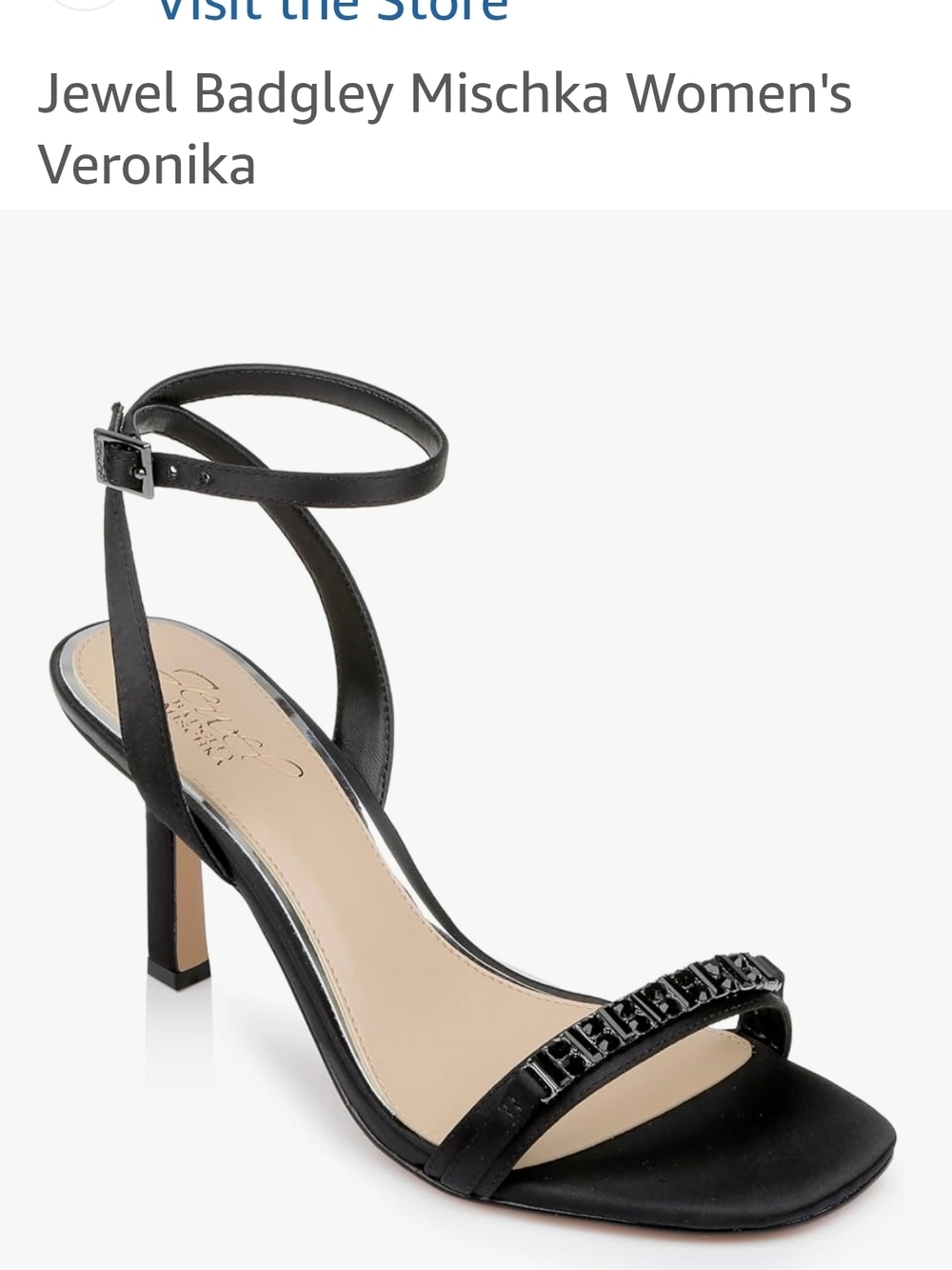 Jewel Badgley Mischka Black Jeweled Ankle-Strap Sandal
